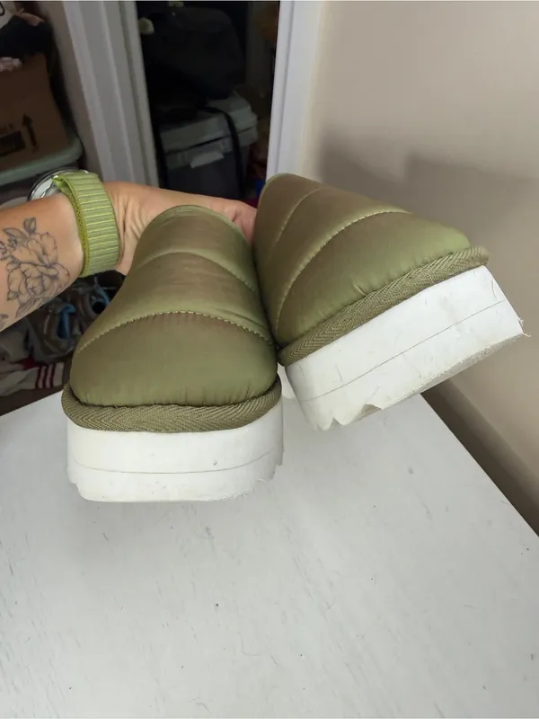 Maeve Anthropologie Puffy Platform Slippers 6/7 Sz S Green - Image 4