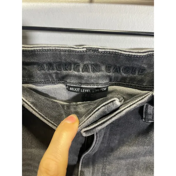 American Eagle‎ Curvy Highest Rise Jegging Women 10 Black Distressed Next Level - Image 3