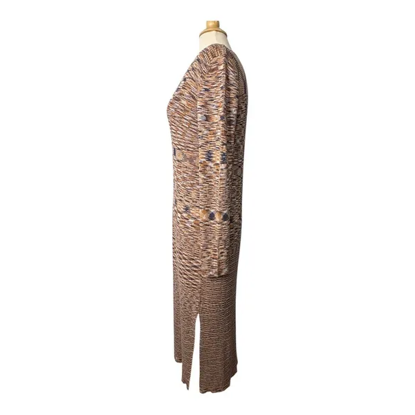 ASOS Design Space Dye‎ Knit Maxi Dress Women Size 14 Brown Long Sleeve Side Slit - Image 9