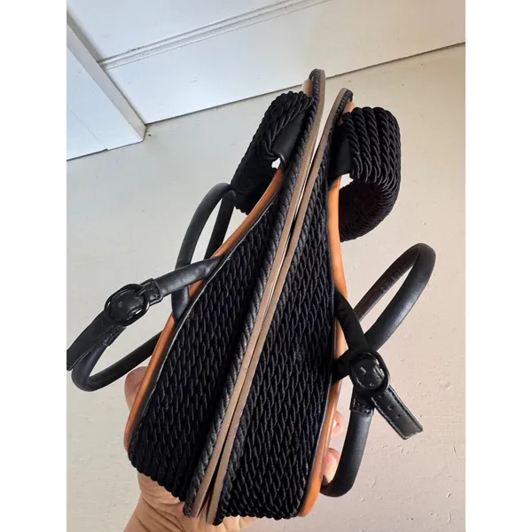 Farm Rio black‎ woven wedge sandals size 10 - Image 7