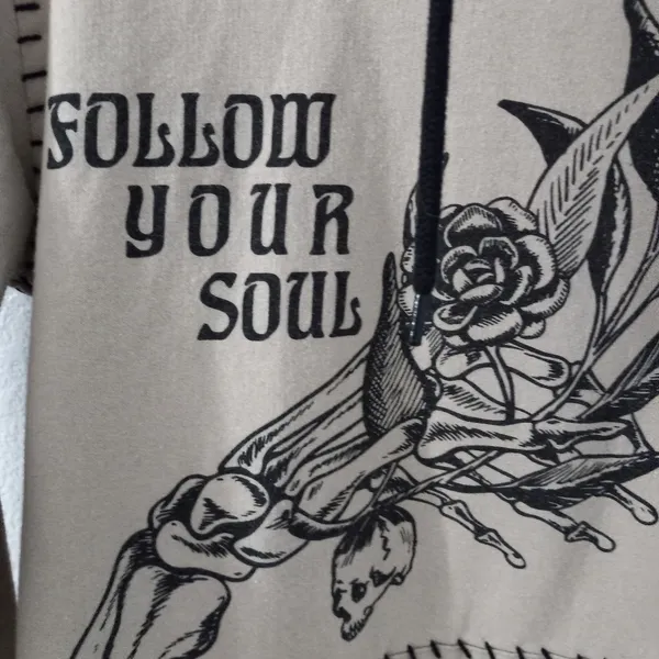 Hot Topic XS Soul Stitch Pullover Hoodie in Beige - Image 2