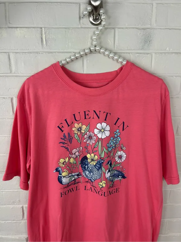 Lost Creek Outfitters “Fluent in Fowl Language” Chicken Goose Duck Tee Size XL - Image 2