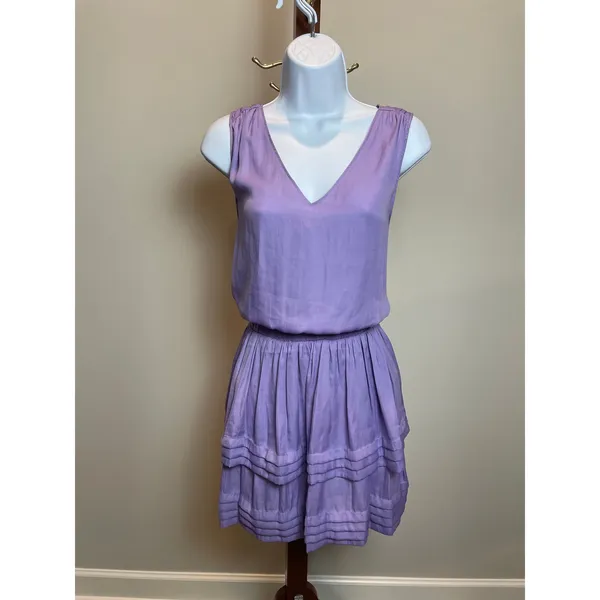 Do+Be Light Purple Sleeveless Blouson Mini Dress V‑Neck Ruffle Hem Size M - Image 7