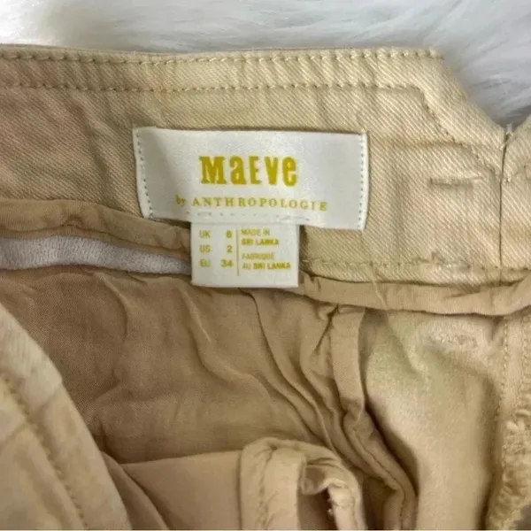 Maeve Anthropologie High-Waisted Wide-Leg Culottes Pants Khaki Crop Size 2 - Image 4