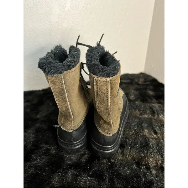 Womens SOREL SLIMPACK Waterproof Duck Boots Size 6 Fur Lined Brown Leather - Image 4