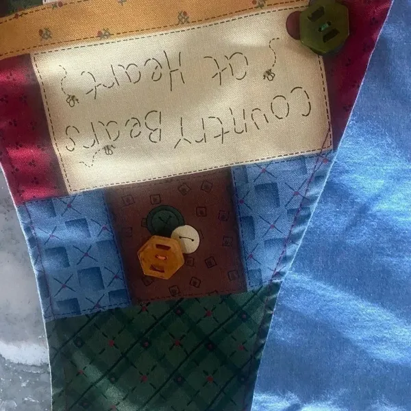 Hand Made Country Style Denim Embroidered Vest Bears Bees Cottagecore Medium - Image 4