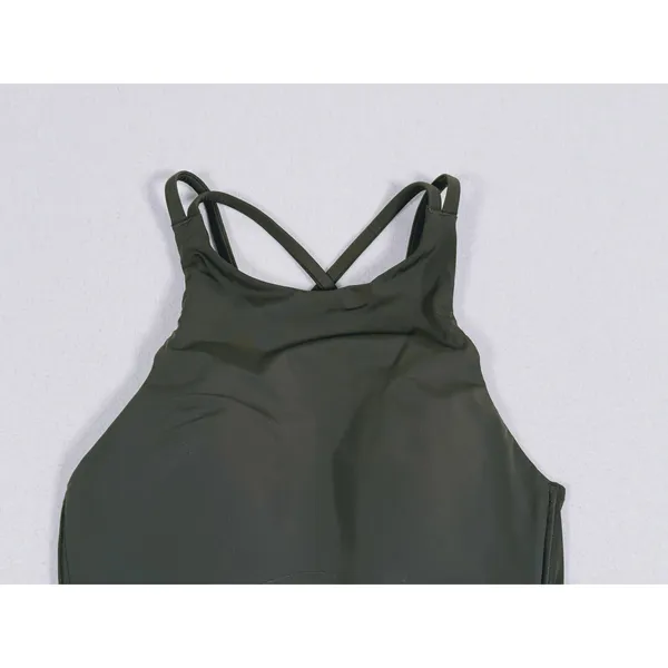 Lululemon Like a Cloud High Neck Longline Sports Bra Size 2 Green Gym Workout - Image 4
