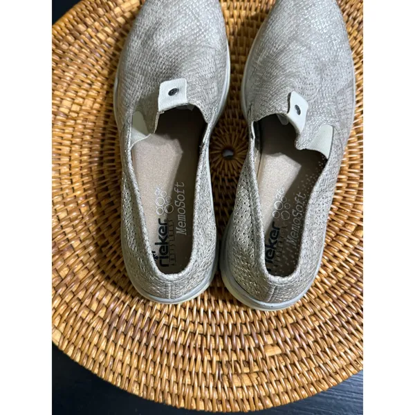 Rieker‎ Antistress MemoSoft Metallic Snakeskin Slip On Sneakers Silver Gold 37 - Image 6