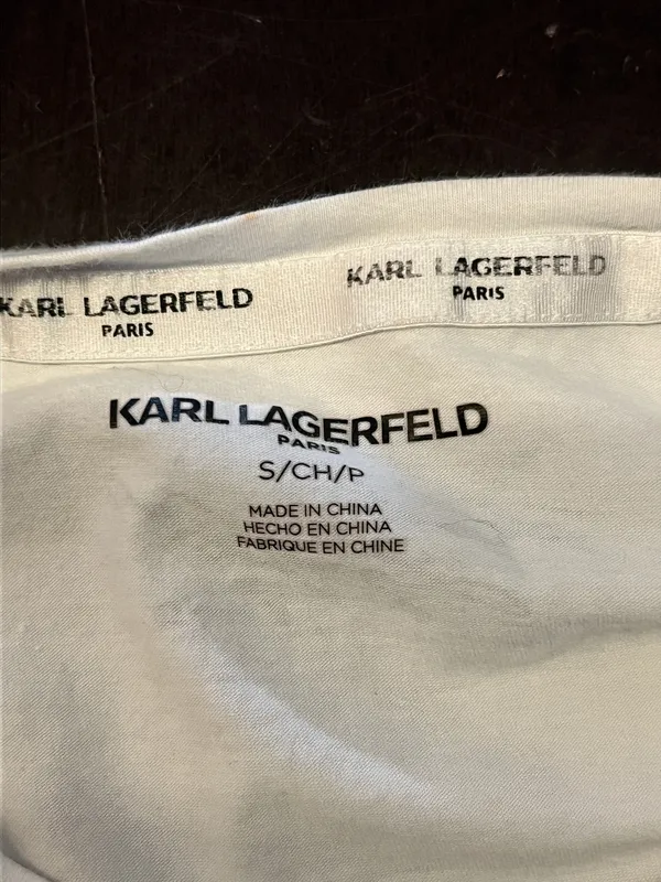Karl Lagerfeld Paris Shirt Womens Small White Eiffel Tower Graphic Tee Top - Image 8