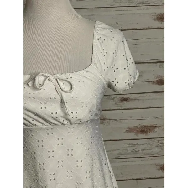 glitter girl cottagecore coquette milkmaid white eyelet babydoll dress Size 10 - Image 3