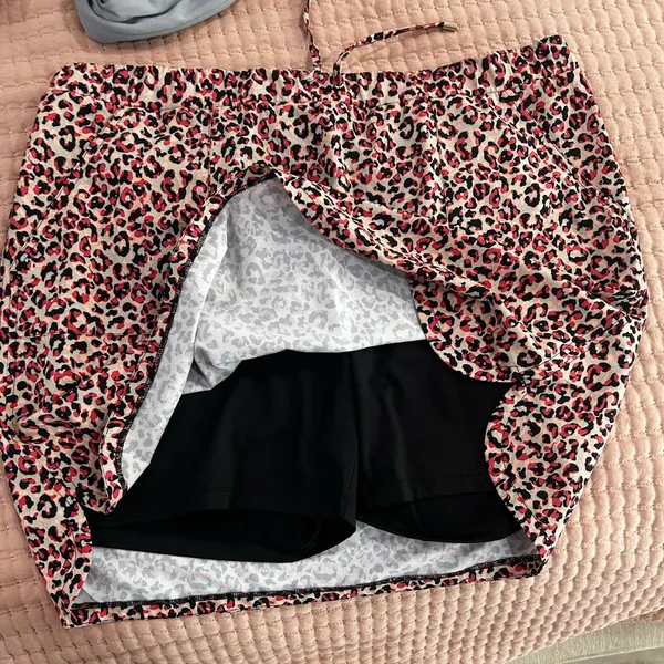 Chico's Red and Black Animal Print Skirt - Image 3