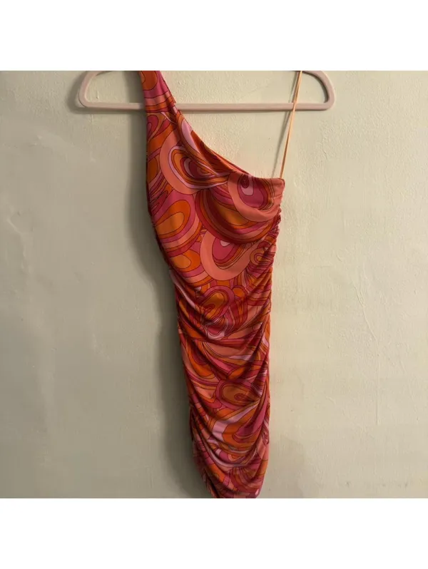 Vici pink/orange one shoulder bodycon dress - Image 2