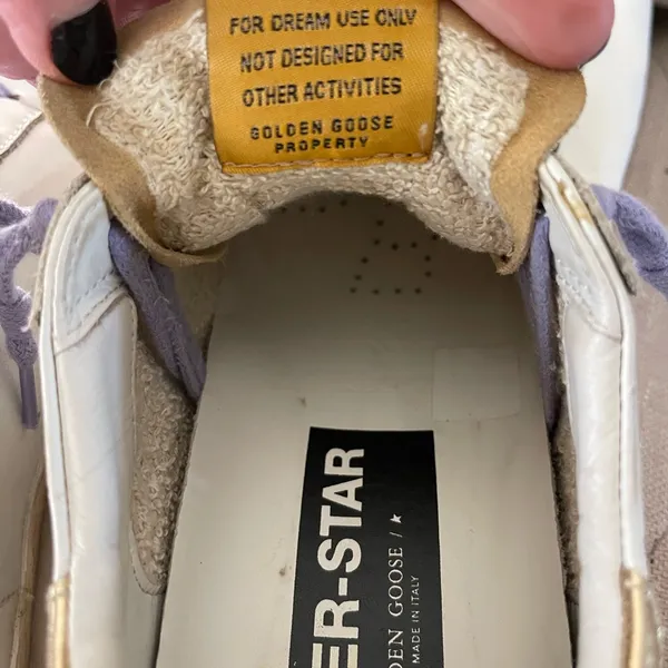 Golden Goose Sneakers with Lavender and Tan Accents - Image 6