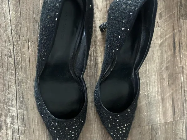 Ann Taylor Sequined Tweed Stiletto Pumps, Women’s Size 9, Black - Image 6