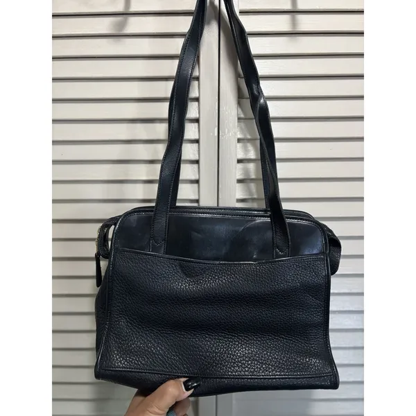 Dooney & Bourke Black Pebbled Satchel Top Double Handle Bag Zip Close Logo - Image 4