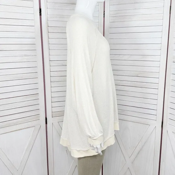 Free People Take It Off‎ Sweatshirt Inside Out Raglan Slouchy Ivory XS - Image 4
