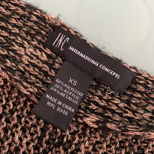 INC INTERNATIONAL CONCEPTS Womens Boatneck Copper Metallic Sweater Size XS - Image 4