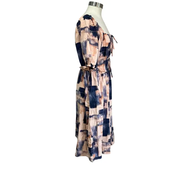 Universal Thread Brushstroke Midi Dress Puff Sleeve‎ Peasant Style Size M - Image 5