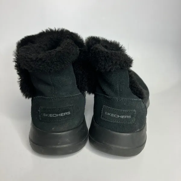 Skechers on‎ the go Joy black suede ankle boots faux fur lined women's size 7 - Image 4