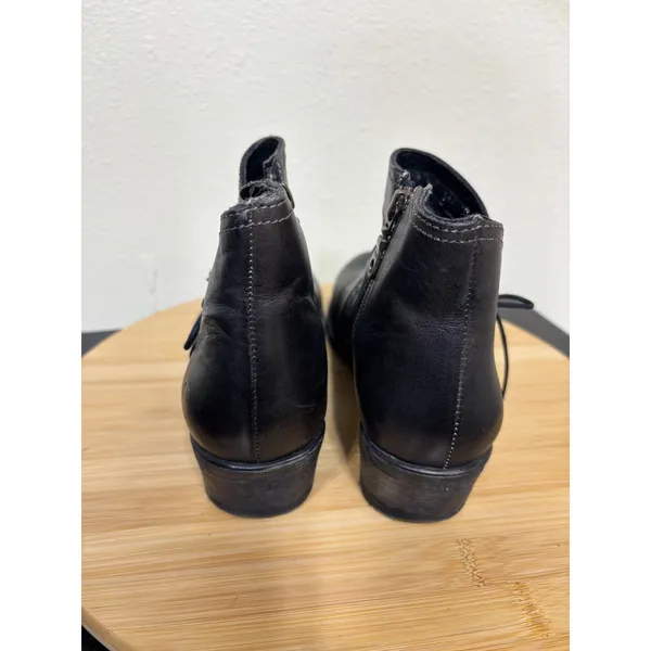 Roan by Bedstu Antonia Leather Ankle Boots 8 Black Lace Up Side Zip Block Heel‎ - Image 5
