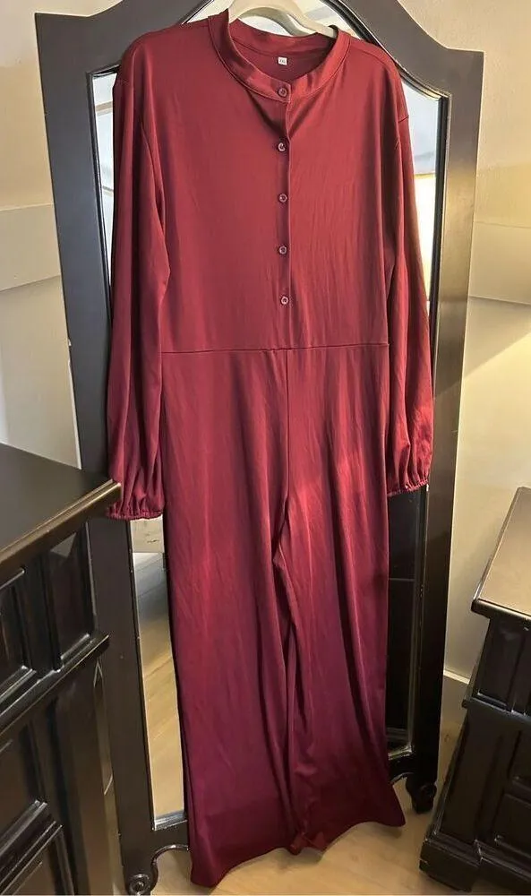 NEW Jumpsuit Elegant Wide Leg Pants Pockets 2X NO BELT - Image 7