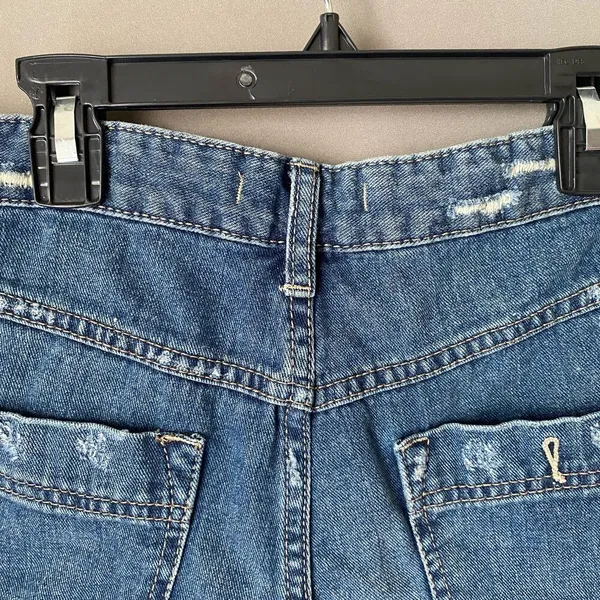 Free People Cowgirl Boho Beachy Distressed Frayed Denim‎ Jean Shorts 26 Blue - Image 3