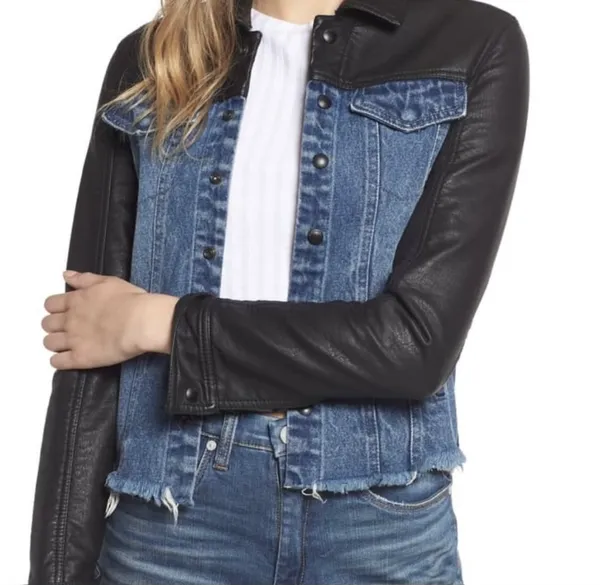Blank NYC Faux Leather Denim Hybrid Jacket - Image 3