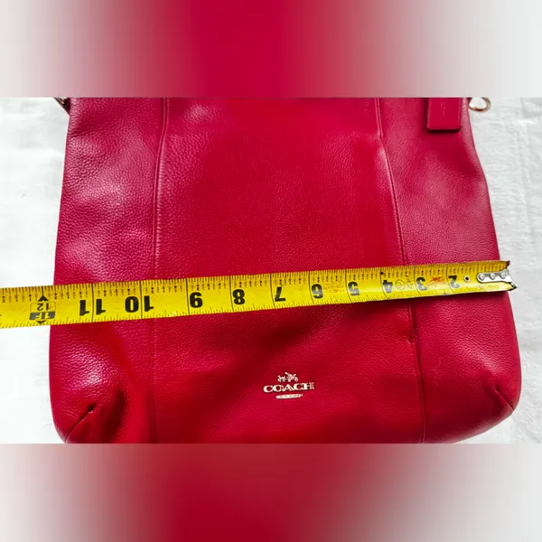 COACH Isabella Vibrant RED Leather Bag Shoulder Pebble Gold Hardware Handbag. - Image 14