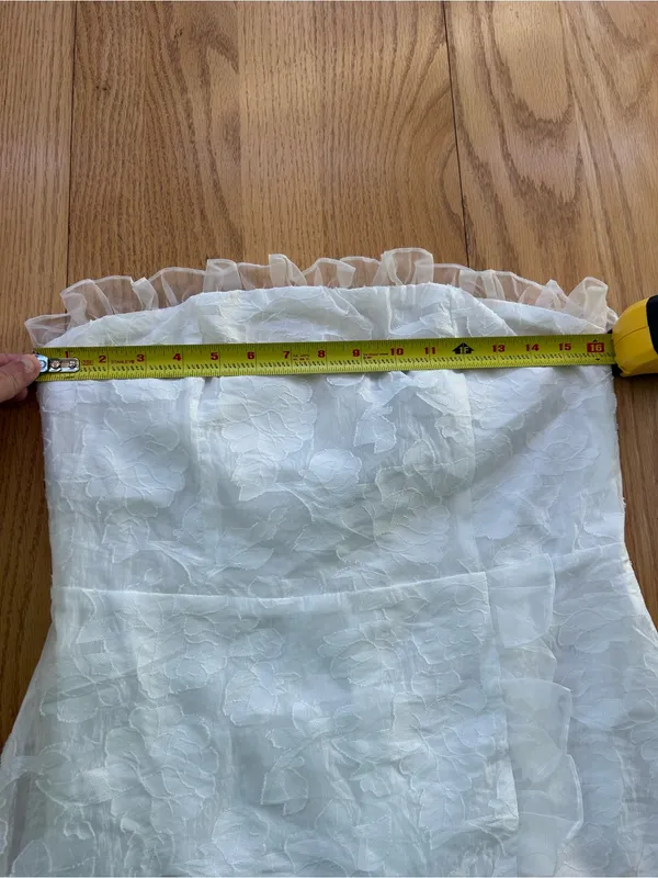 NWT Lulus Sweetness White Floral Jacquard Strapless Mini‎ Dress L Sorority Rush - Image 6
