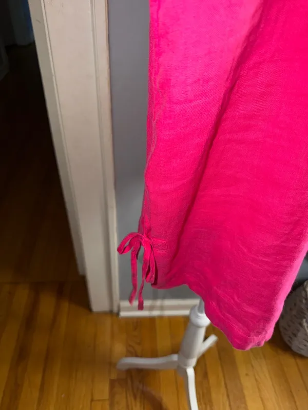 Isaac Mizrahi 100% Linen Bright Pink Linen V-Neck Tunic - Image 6