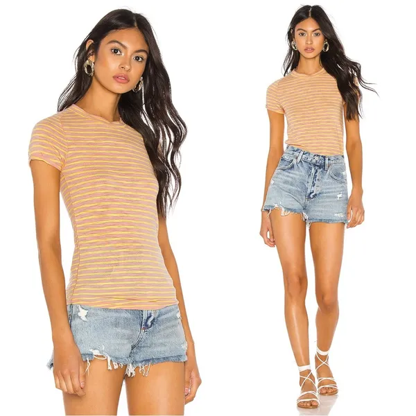 Free People • Night Sky Tee pink stripe Summer Rose baby t shirt - Image 3