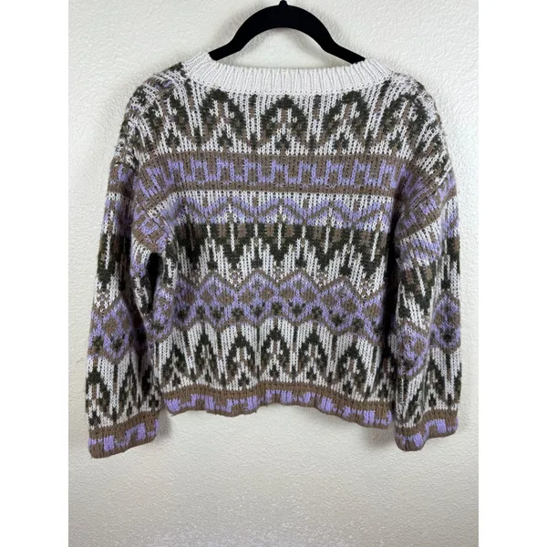 Anthropologie Fabiana Fair Isle Alpaca Wool Knit‎ Sweater Women S Boho Cottage - Image 6