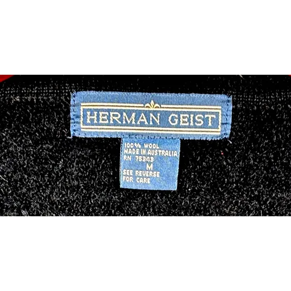 Herman Geist VTG Women's 100% Wool Whimsigoth Dark Academia Black Cardigan Collar Size M - Image 3