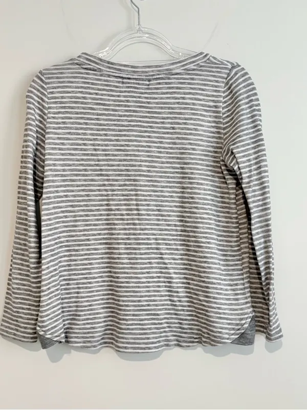 Rae Dunn Striped‎ “COZY” Long Sleeve pajama Top Grey White Size Medium - Image 2