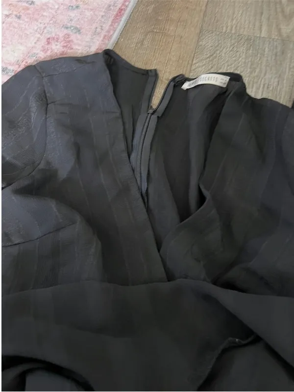 Saints + secret Ruffled Long-Sleeve Wrap Mini Dress - Black - Image 10