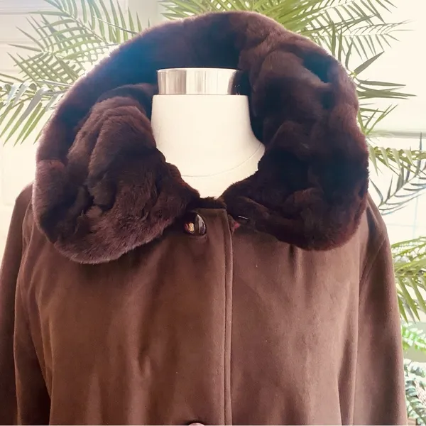🌹Hp🌹Vintage Luxury Reversible Fur & Suede Long Coat - Image 10