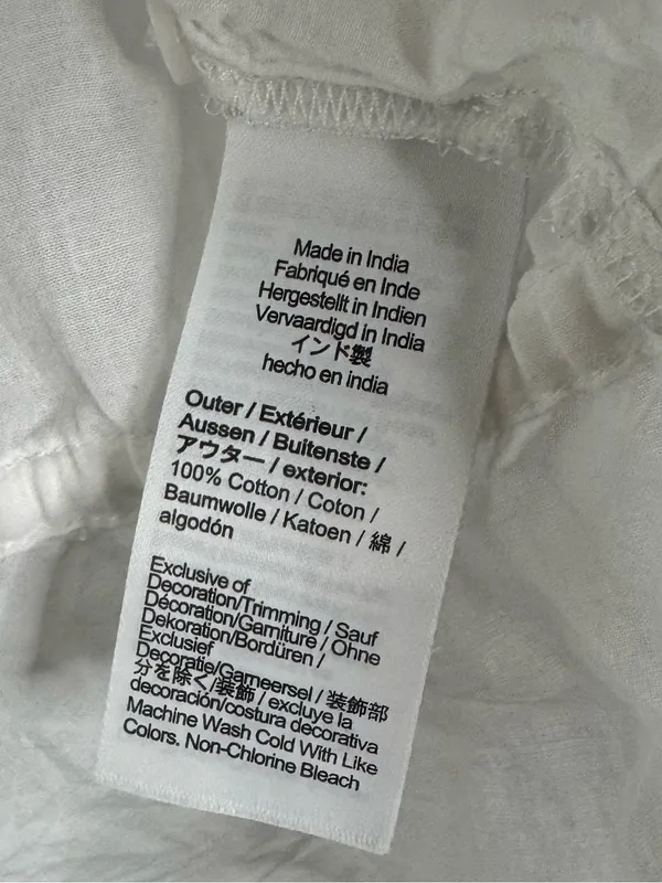 J. Crew White Lace Trim Cinch Waist Cotton Voile Long Sleeve Top S - Image 6