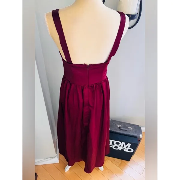 Astr The Label Pleated Bustier Midi Satin Dress, Burgundy, Size Small, NEW - Image 8