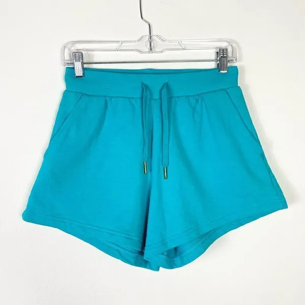 Weworewhat Aqua Blue Terry Cotton Relaxed Fit High Rise Pull On Sweat Shorts S - Image 3