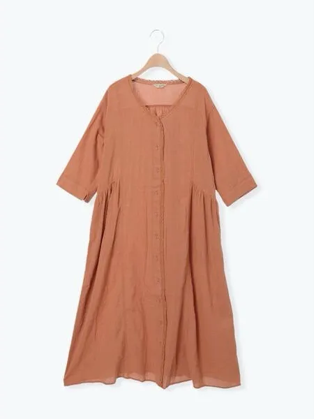 Japanese Brand Samansa Mos2 Cotton Linen Kaftan Midi Dress Pockets Lagenlook - Image 3