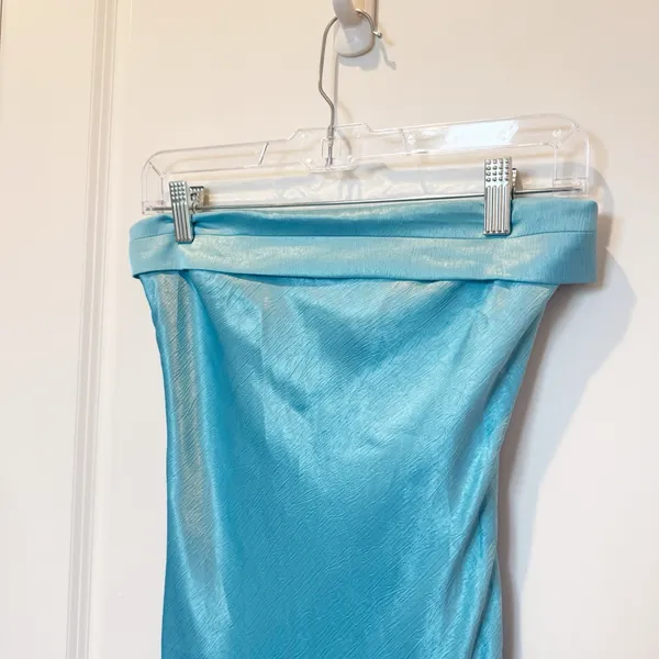 Runaway The Label Satin Maxi Slip Dress XS Aqua Blue Cocktail Event HOCO Prom - Image 4
