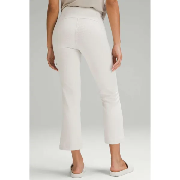 Lululemon Ribbed Softstreme Zip-Leg High-Rise Cropped Pants 25" Bone Cream 4 - Image 2