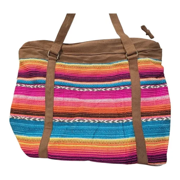 Tote Bag Womens Large Multi-Color Serape Western Boho Longhorn Fringe‎ Hippie - Image 7