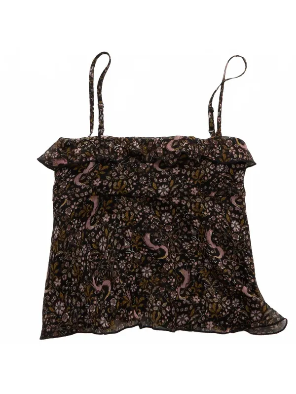 AE Ruffle Tie-Front Cami Top American Eagle NWT Black Multi Medium - Image 5