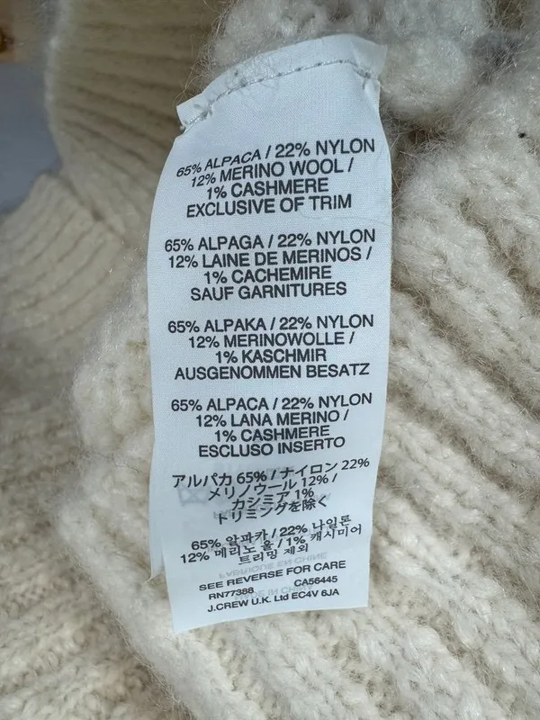 J.Crew Alpaca Merino Wool Cashmere Turtleneck Sweater Ivory Cream Womens Small S - Image 9