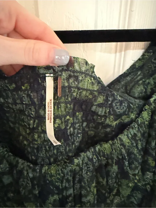 Free People Penelope Mesh Abstract Top Flutter Sleeve Flowy Cottagecore Sz Small - Image 3