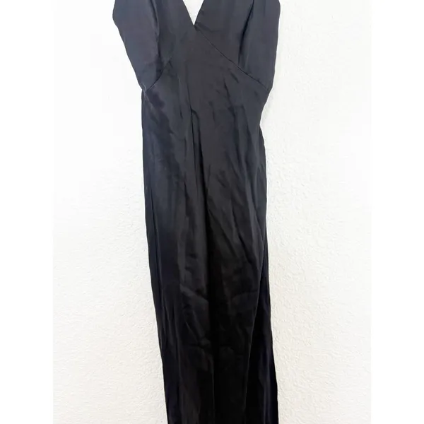 NWT ASTR The Label Black Deep V Satin Midi Dress Size Small Cocktail Wedding - Image 10