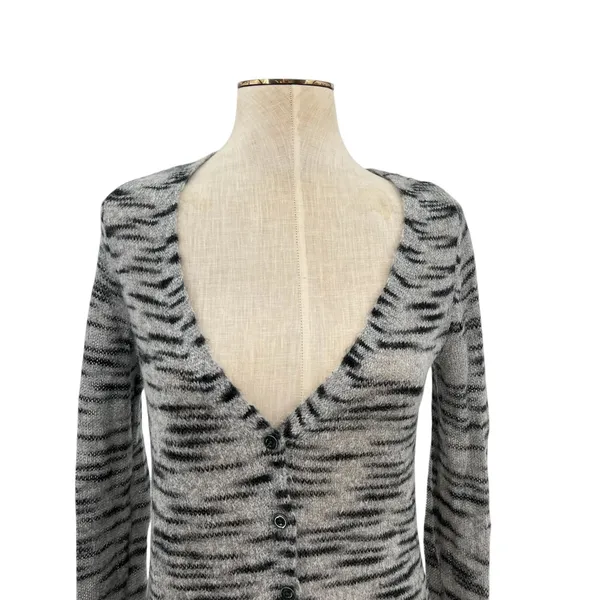 Free People Beach Cardigan Sweater Stripe Mohair Blend Gray Size‎ Small - Image 4