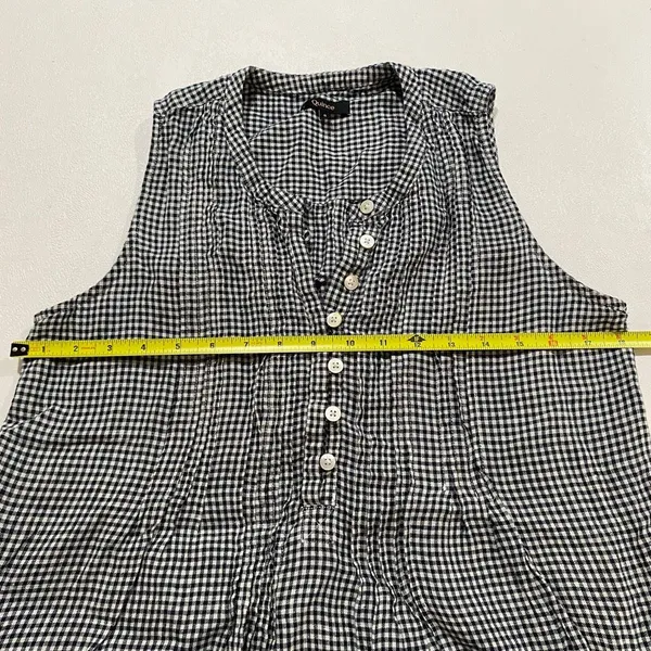 Quince Gingham Check Sleeveless Babydoll Dress Size S Black White Cottagecore - Image 5