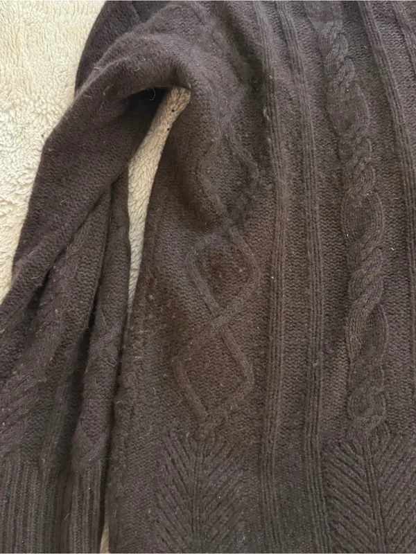C by Bloomingdale’s Cable Knit Cashmere Sweater Brown Size L - Image 5